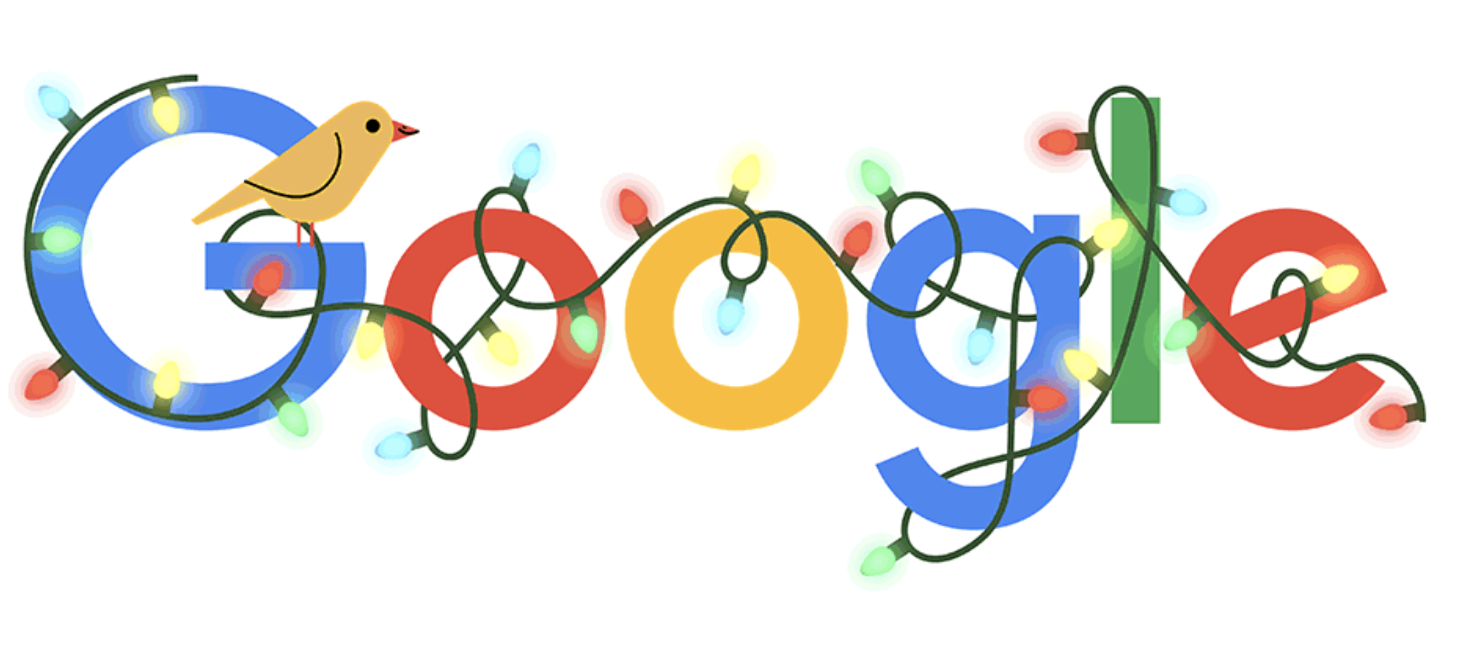 Google Logo with Festive Lights